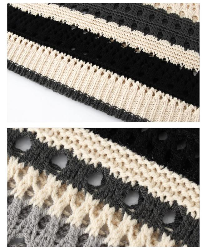 Product Introduction of Áo Vest Sọc Màu Cổ Điển Mỹ Áo Thun Không Tay Dệt Kim khoét Mỏng Mùa Hè Cho Nam Áo Cổ Tròn Dễ Phối Đồ Thường Ngày Hợp Xu hướng [S-XXL] 8