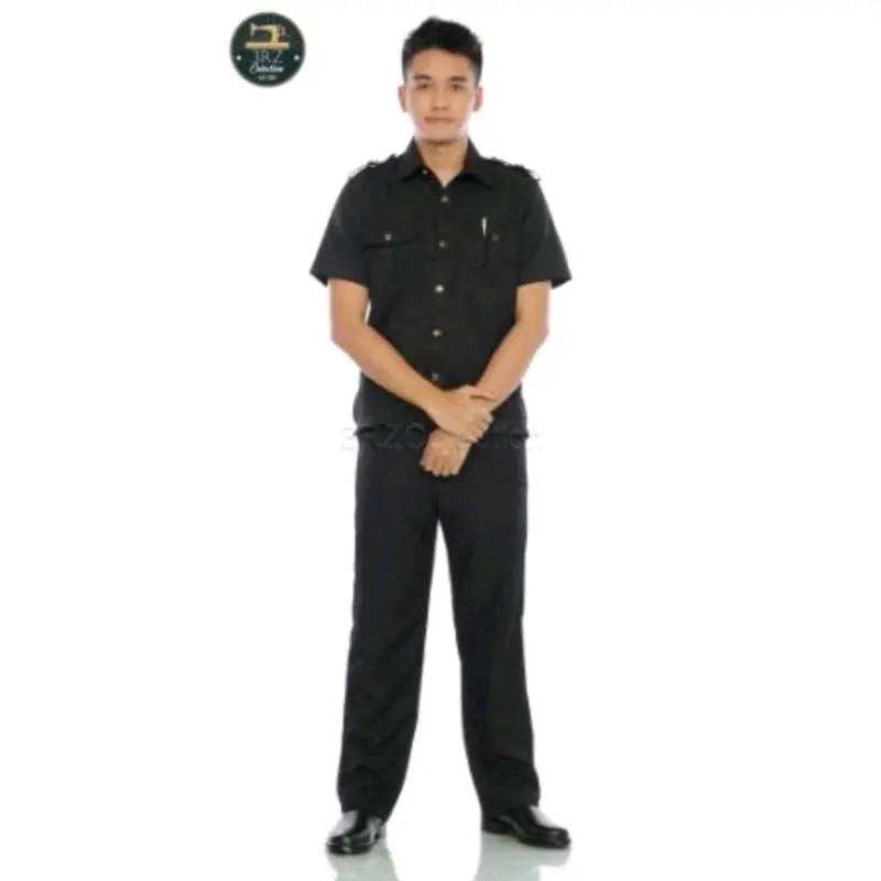 Setelan Safari Hitam Baju dan Celana Lengan Pendek/Lengan Panjang Pria Kerja Safety - Baju Seragam Safari Hitam Satpam - Katun, Wearpack, Coklat 2
