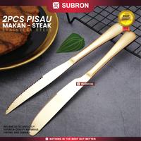 Gambar SUBRON Alat Makan 2PCS Pisau Makan Steak Table Knife Stainless Tebal Premium Gold Dapur - Pisau Makan dari SUBRON KITCHENWARE Kab. Bandung 2 Tokopedia
