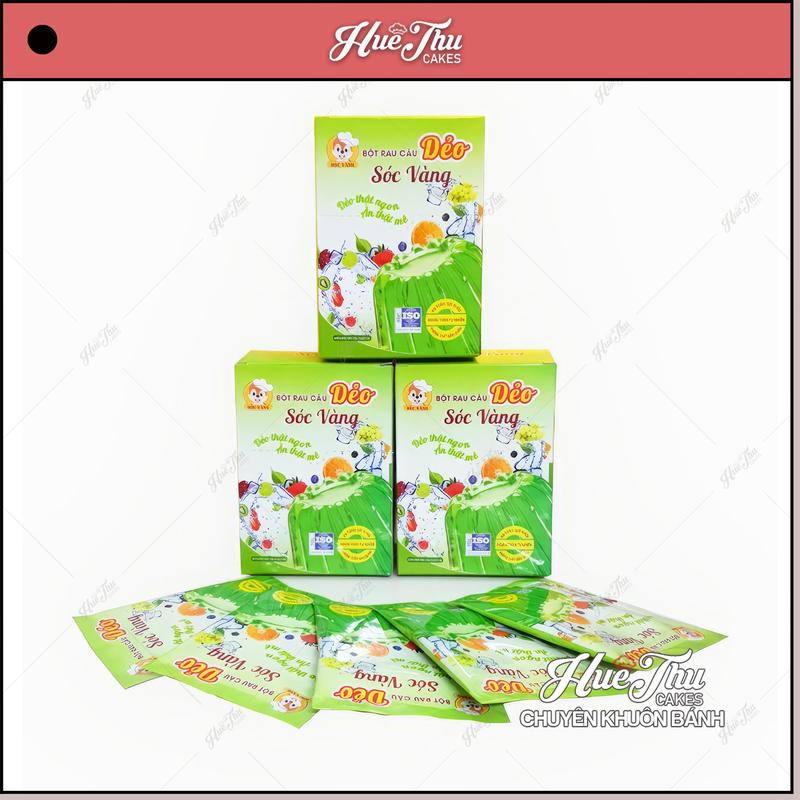 Hộp 10 gói bột rau câu dẻo Sóc Vàng (jelly - Sóc Xanh)