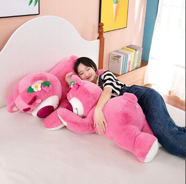 Gấu Dâu Nhồi Bông Nằm Ngủ Dễ Thương Lông Xù Hàng Cao Cấp Thú Nhồi Bông Thú Bông Phát Nhạc Đồ Chơi 2