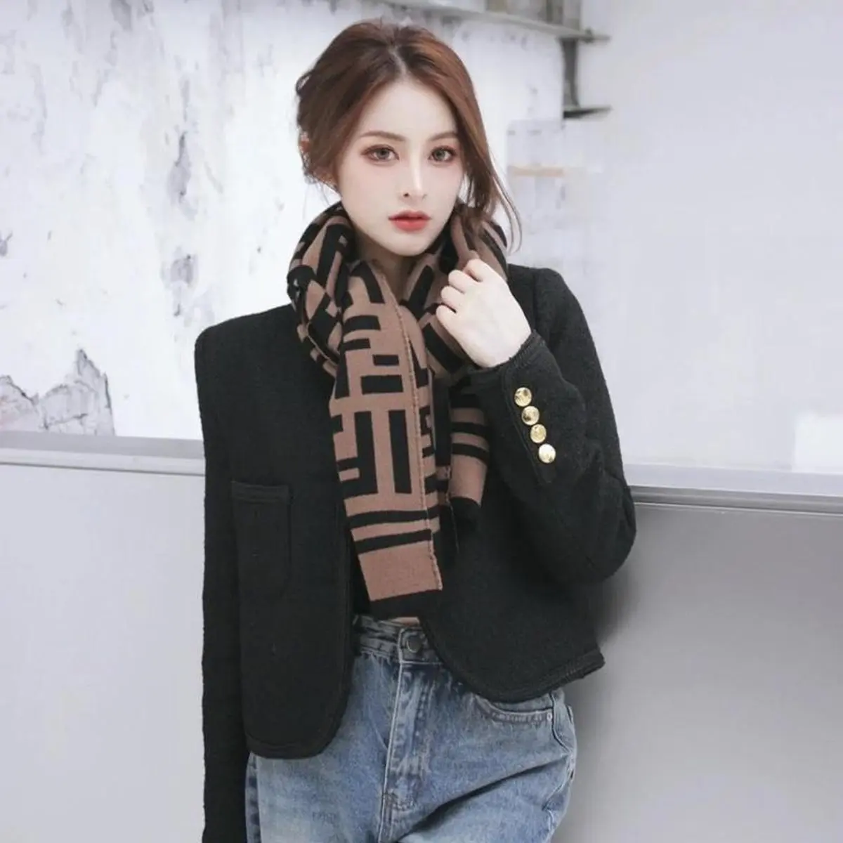 Khăn Dạ Choàng Cổ FD Cao Cấp Hàng Chuẩn, Khăn Choàng Cổ Chất Len Ép Mềm Size 65cm X 190cm Cho Nam và Nữ Quàng Cổ Voi Sọc  Hoa Nhung