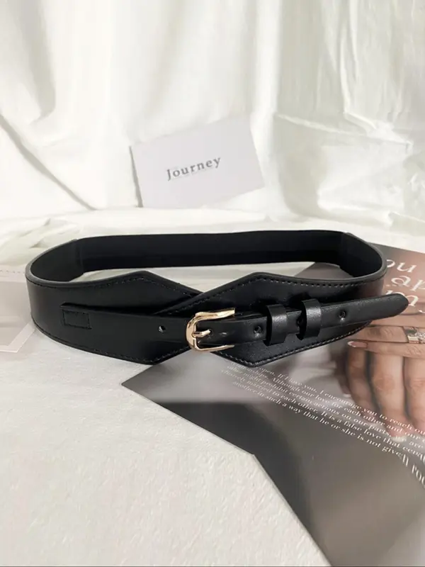 Women's Solid Color Pu Buckle Belt, 1 Count Fashionable Belt for Daily Wear, Casual Waistband for Jeans Trousers 8