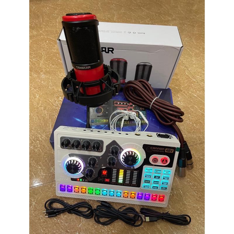 Combo mic hát thu âm Live stream soucad X5 có bluetooth và mic K320 có dây đi kèm tai nghe giá đỡ mic giá đỡ điện thoại