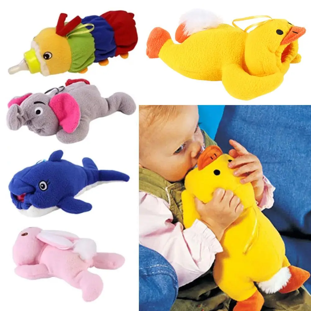 Baby Feeding Milk Bottle Insulation Cover Holder Feeder Plush Thermal Animal Doll Bag Warmer