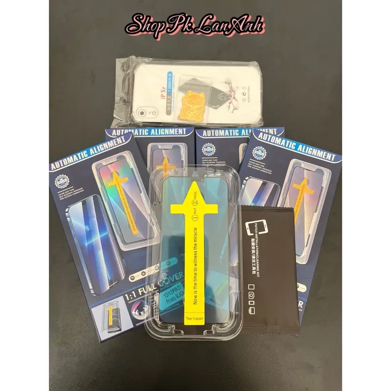 Kính trong suốt (combo 4 kính trong suốt có khuân viền trợ dán) dành cho điện thoại từ 6/7/8plus-15promax ( tặng kèm 1 ốp + 1 linh phù mèo thần tài + 1 chọc sim) Phụ Kiện Kem 0