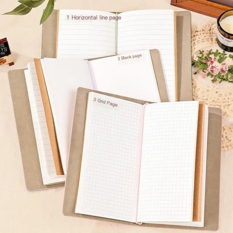 Vintage Faux Leather Cover Notebook with Pen, 1 Count Floral Pattern Notebook, Portable Notebook for Business Trip Office School 2