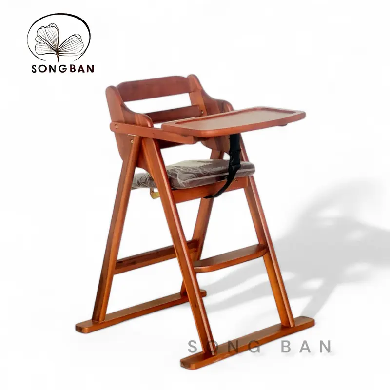 Ghế Ăn Dặm Xếp Gọn Gàng Gỗ Cao Su Cho Bé (Nhiều Màu) - Hàng VN Xuất Khẩu 1