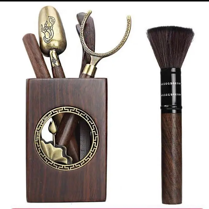 Bộ Dụng Cụ Trà Gỗ Mun