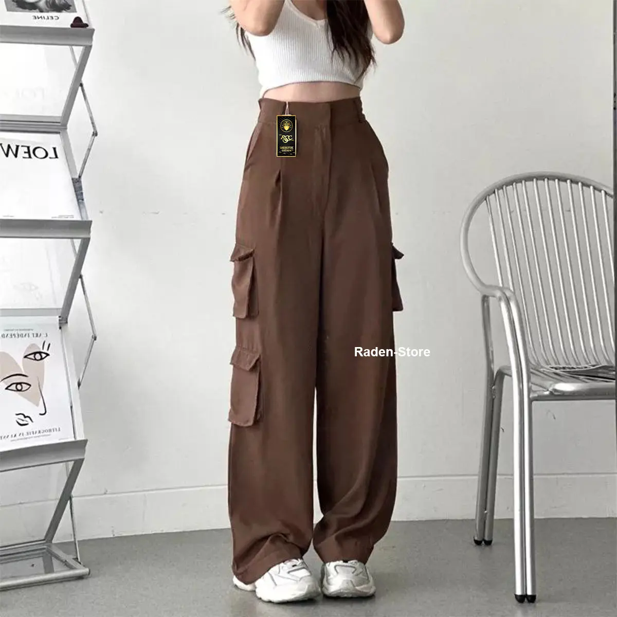 Celana Cargo Wanita Highwaist Bonnie Cargo Pants Celana Kargo Wanita Crinkle Airflow