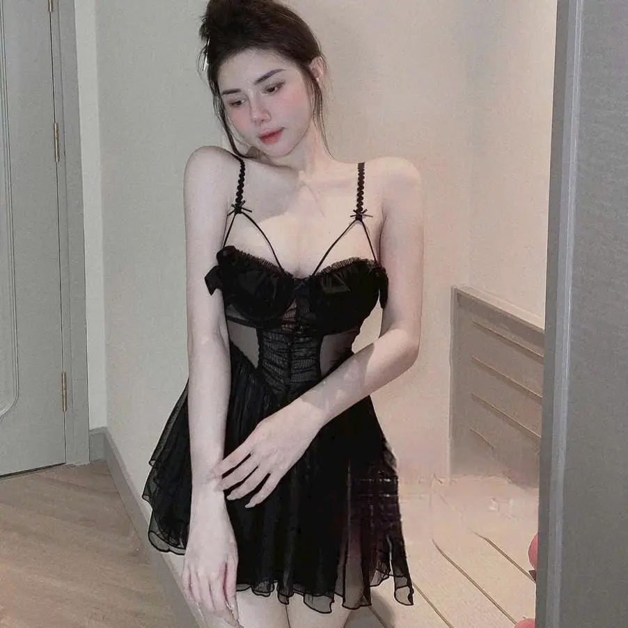 Váy ngủ nữ tiểu thư,dễ thương,có gọng + kèm mút Women