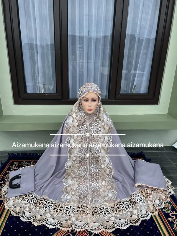 ( FREE TASBIH ) Mukena katun renda seroja twotone full kd 7