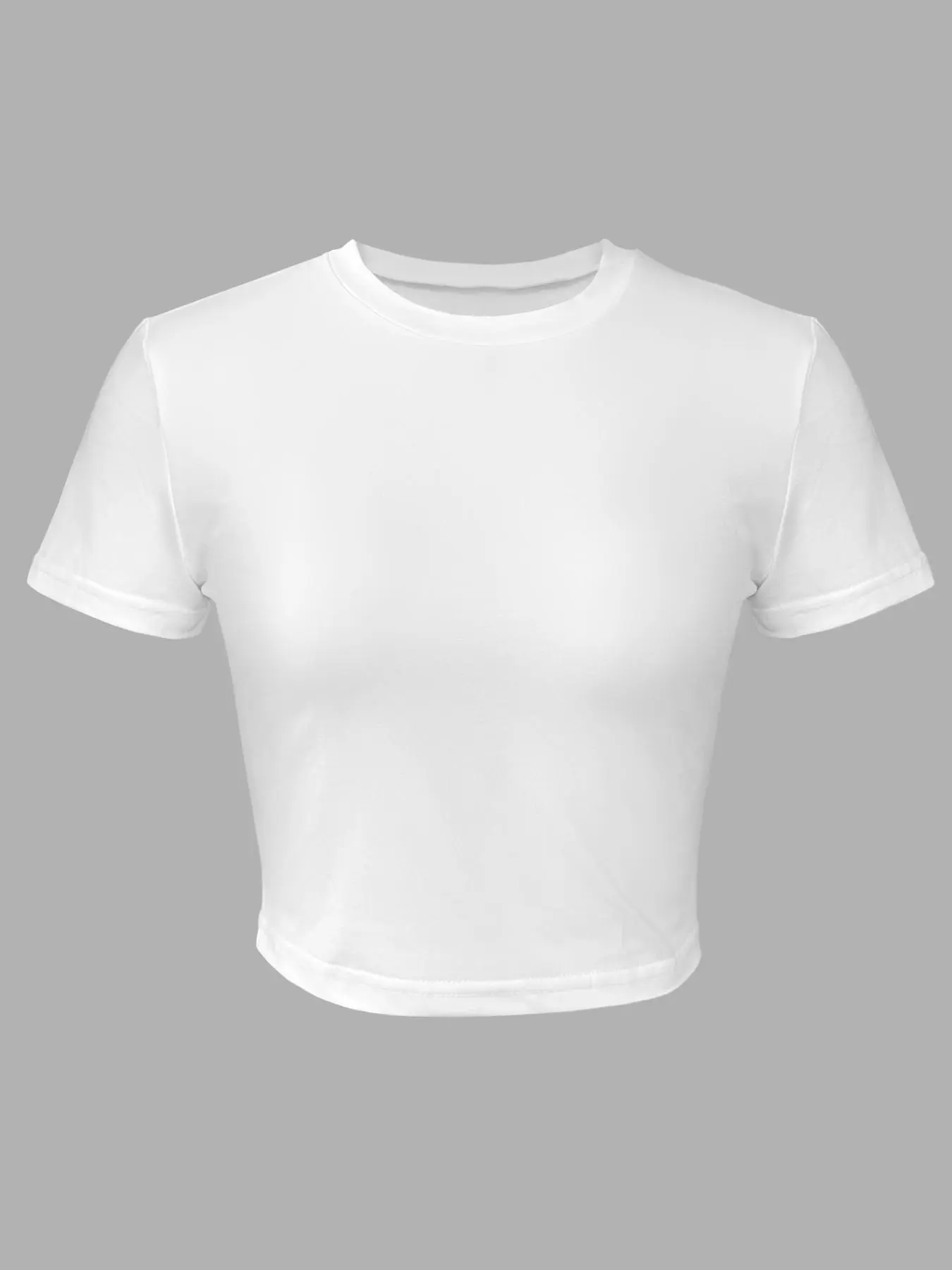 Women's Plain Round Neck Tee, Casual Short Sleeve Crew Neck T-shirt for Daily Wear, Ladies Clothes for All Seasons, Tops