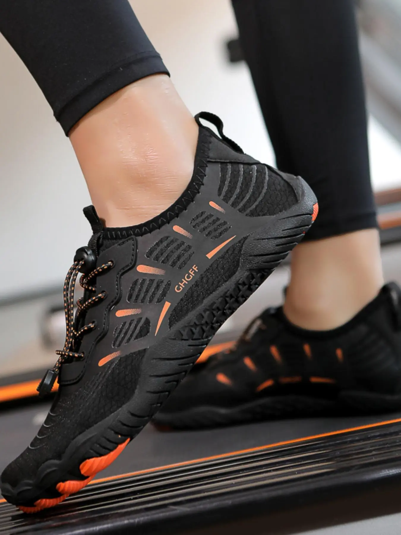 Men's Letter Graphic Drawstring River Trekking Shoes, Lightweight Breathable Non-slip Water Shoes, Beach Shoes, Quick Drying Fishing Shoes for Outdoor