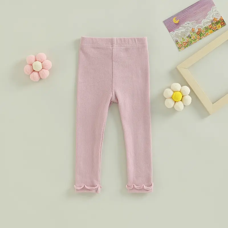 Kids Girls Leggings, Fashion Elastic Waist Solid Slim Fit Fall Long Trousers for Casual Daily