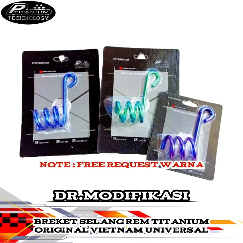 Breket Selang Rem Depan Titanium Motif Ulir | Original | Vietnam | Universal | Chrome Blue Green Gold Purple Brown Pink Blue Purple Light Blue | 0
