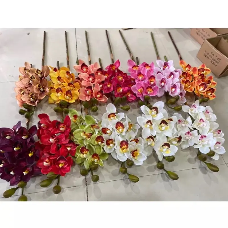 Anggrek cymbidium artificial latek/Cimbidium Latek premium/1pcs Dekorasi Dekorasi 1