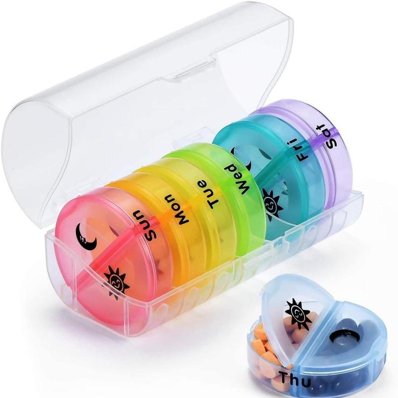 Weekly Pill Organizer, 7-day Large Capacity Pill & Vitamin Storage Box, Summer Essentials Portable Pill Box for Travel & Home Use, Organizer Storage 6