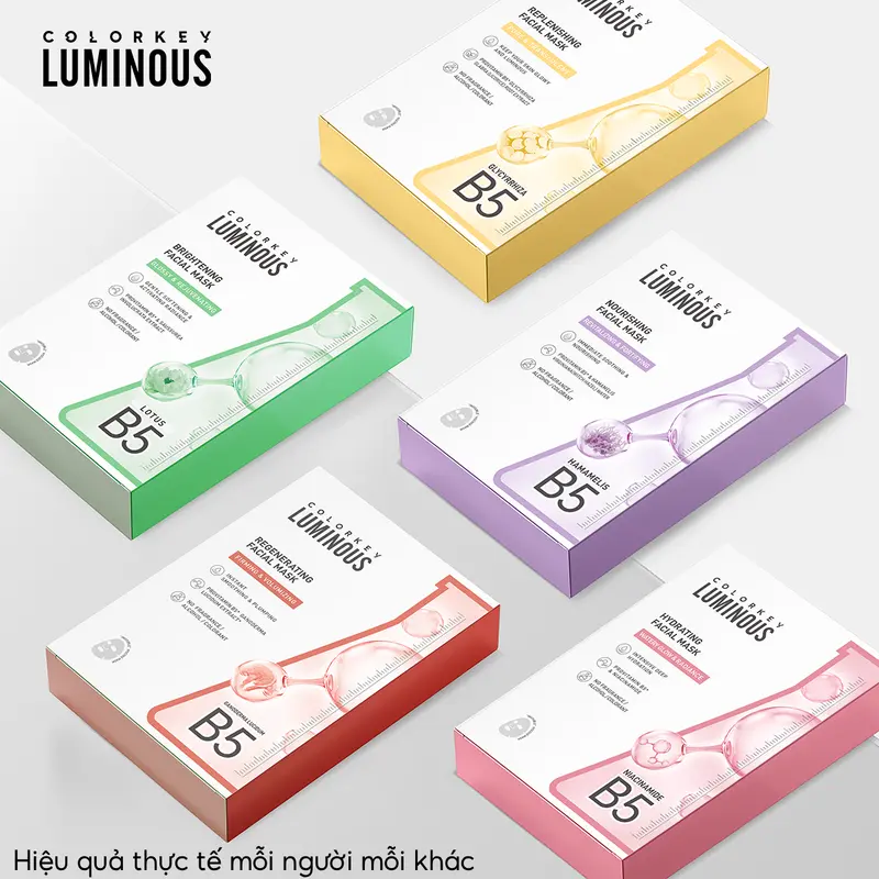 COMBO 5 Hộp Mặt Nạ Giấy COLORKEY LUMINOUS Vitamin B5 Hỗ Trợ Cấp Ẩm Làn Da 25ml/miếng 10 miếng/hộp 3