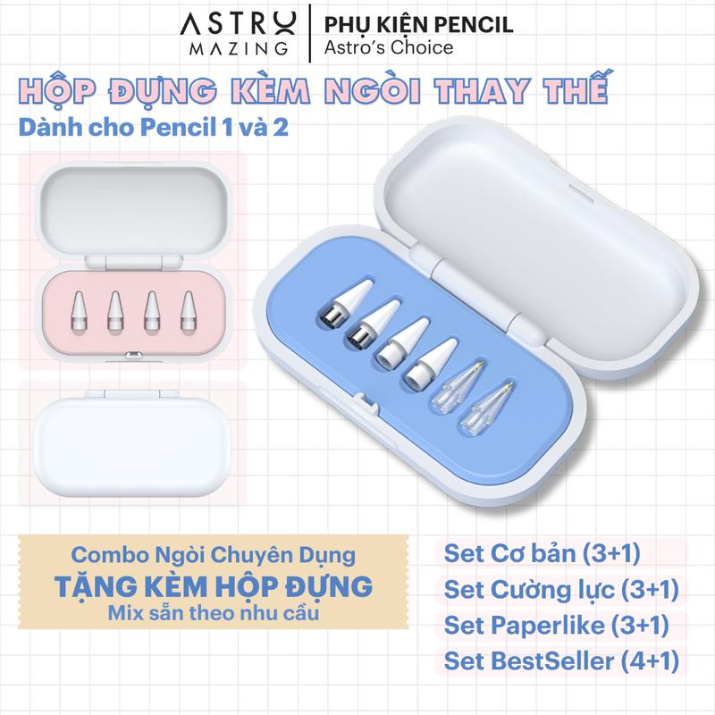 [Set hộp và ngòi] Combo hộp và ngòi thay thế Astromazing dành cho Táo Pencil 1 và 2, bút cảm ứng Pencil Pro