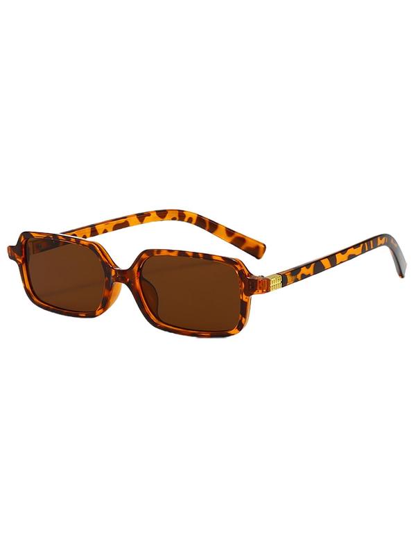 Unisex Simple Style Plain Color Sunglasses, Trendy Casual Rectangle Frame Sunglasses for Everyday Use, Fashion Accessories for Outdoor Activities 4