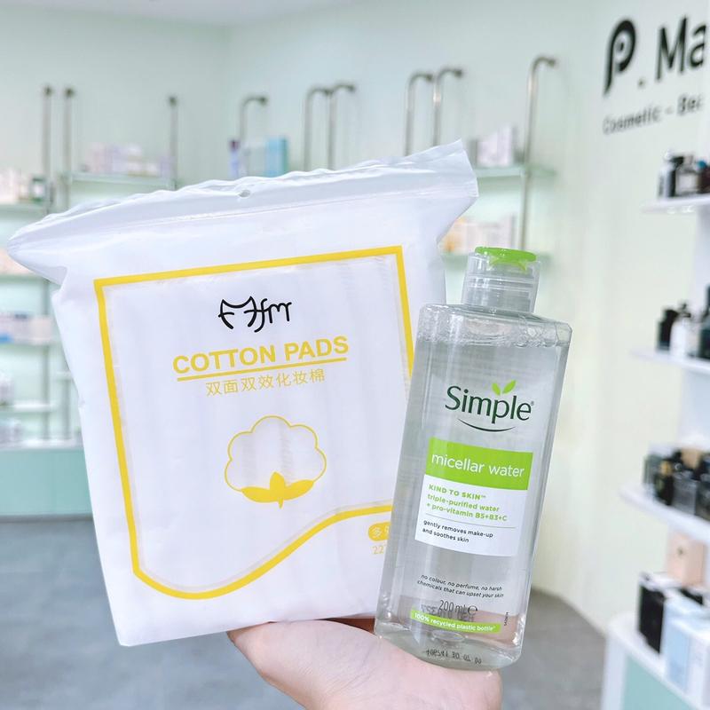 Combo Nước Tẩy Trang Simple Micellar 200ml & Bông Tẩy Trang 222 Miếng