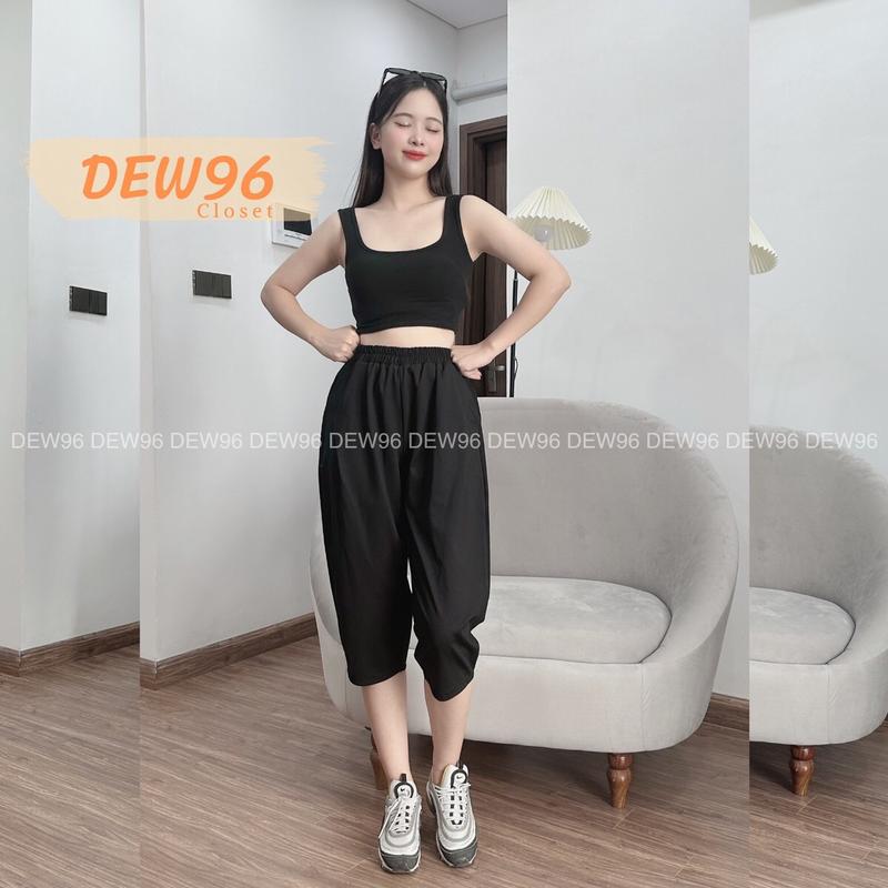  Quần ngố nữ chất vải đũi mỏng nhẹ thoáng mát quần ngố lưng cao cạp chun có túi trước 
