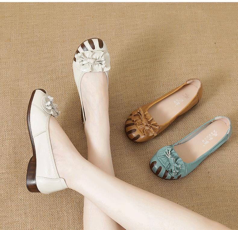 Product Introduction of Giày Lười Cho Mẹ Gommino, Da Thật, Đế Mềm, Thích Hợp Cho Mùa Lò Xo Và Mùa Thu, Giày Mũi Thấp Phẳng Đầu Tròn Gót Bê, Dành Cho Nữ, Hàng Mới Về Năm 2023 Shoes 2