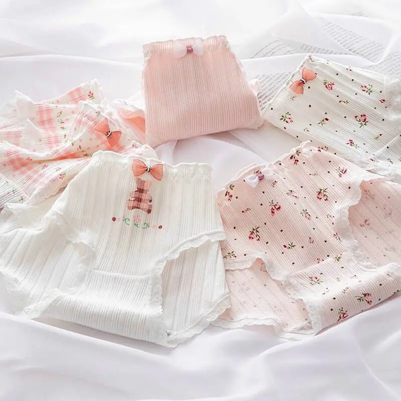 Quần Chíp Cho Bé Gái ( Người Lớn ). Combo 5 Quần Lót Cotton Cho Bé Gái 35-55kg In Hình Siêu Kute 4