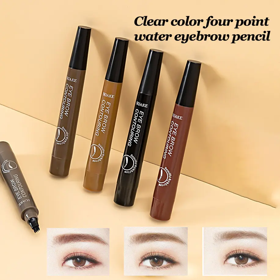 Bút Chì Kẻ Lông Mày Bốn Đầu, Khắc Siêu Nhỏ, Không Dễ Tẩy Trang, Bút Chì Kẻ Lông Mày Dạng Nước Bốn Ngả, Phong Cách Người Nổi Tiếng Trên Internet, Trang Điểm Dạng Lỏng