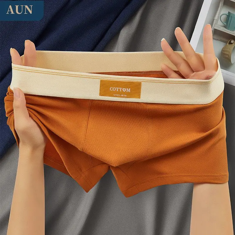 Quần Lót Nam, AUN, Quần Lót Boxer Cotton Nguyên Chất, Dáng Rộng Vừa Vặn, Thiết Kế Góc Phẳng, Chất Liệu Thoáng Khí, Quần Đùi Cao Cấp, Thích Hợp Cho Nam Giới 3