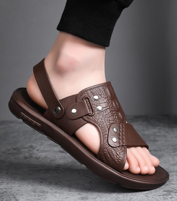 Dép nam cao cấp sang trọng lịch lãm đế đúc bền bỉ chống trượt, đen, size 39-44 7