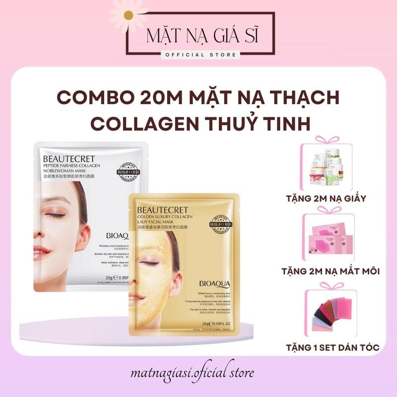[Combo 20m Miếng Kèm Set Quà Tặng] mặt nạ thạch  thuỷ tinh collagen trong suốt- Mặt Nạ Thuỷ Tinh Bioaqua Chính Hãng Dưỡng Trắng, Cấp Ẩm Cho Da Collagen Skincare jelly