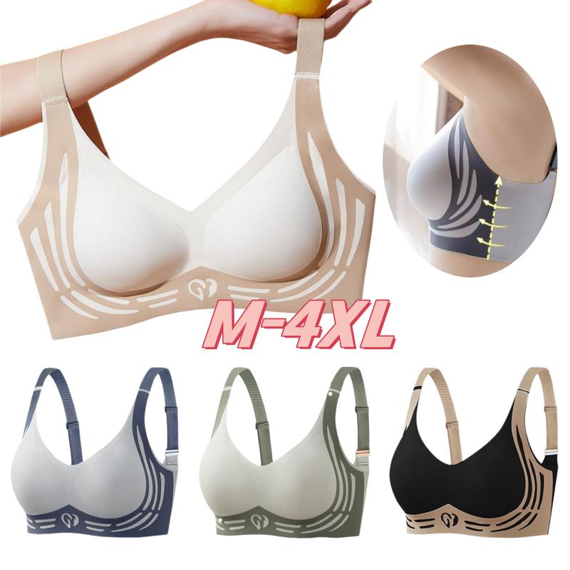 Áo Ngực Cao Su Không Đường May, Cỡ Lớn Thoải Mái, Dây Đeo Có Thể Điều Chỉnh Áo Ngực Nâng Ngực, Dành Cho Phụ Nữ, Áo Ngực Không Có Vòng Thép, Thích Hợp Cho Thể Thao, Đồ Lót, Có Kích Thước M-4XL