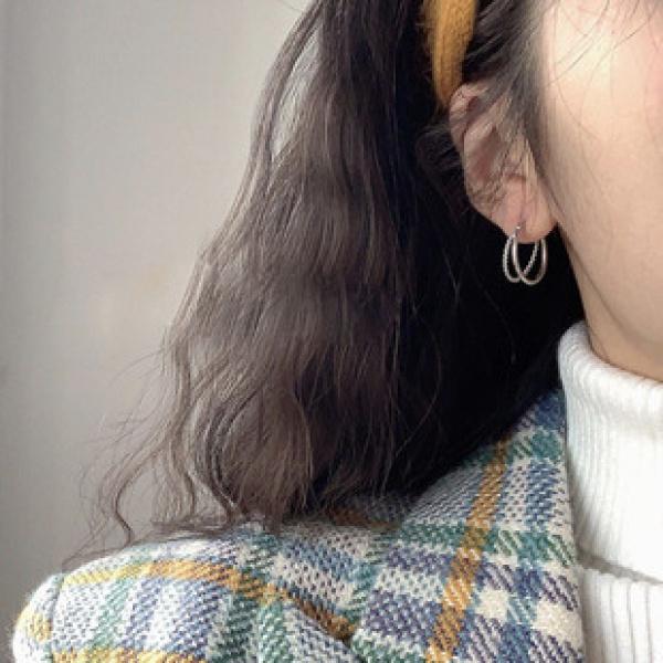 Product Introduction of Sterling Silver Needle Double Layer Big Hoop Earrings Female Online Influencer Retro Hong Kong Style Fashion Temperamental Fashionmonger Simple Personality Ear Ring 0