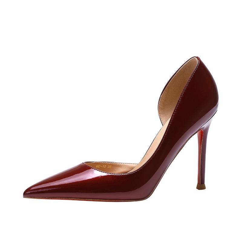 Giày cao gót mũi nhọn hở eo đế đỏ HM68 gót cao 9cm dành cho nàng đi tiệc đi chơi đây ạ