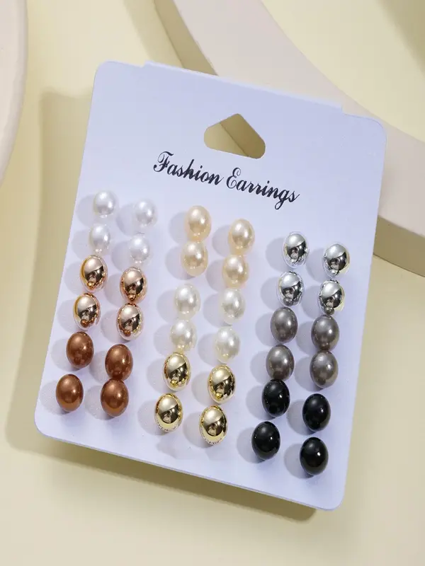 Solid Color Faux Pearl Decorated Stud Earrings, Casual Elegant Jewelry for Women, Fashion Ear Jewelry for Party, Daily Clothing Decor, Trendy All-match & Exquisite Jewelry for Gift 4