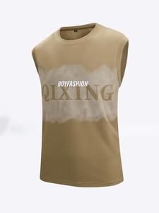 Men's Letter Print Tank Top, Regular Fit Casual Round Neck Sleeveless Top for Summer, Fashion Men's Clothes for Daily Wear