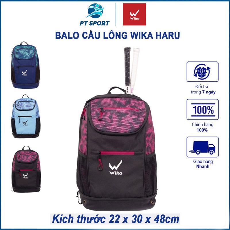 Balo Cầu Lông Wika Haru | Mầu Đen Hồng, Nhiều Ngăn, Sức Chứa Lớn, Form Cứng Cáp, Ngăn Đựng Vợt Và Đựng Giày Riêng, Bền Bỉ, Túi Thể Thao Sport Bag Bi