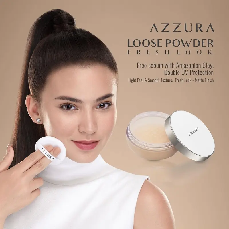 AZZURA Loose Powder | Bedak tabur | Double UV Protection | Fresh Look 1