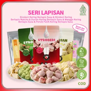 [Luckymore] HALAL Buah Lapis – Durian Coklat, Stroberi Susu, Stroberi Matcha, Mangga Susu, Persik Susu | Cemilan Manis Renyah