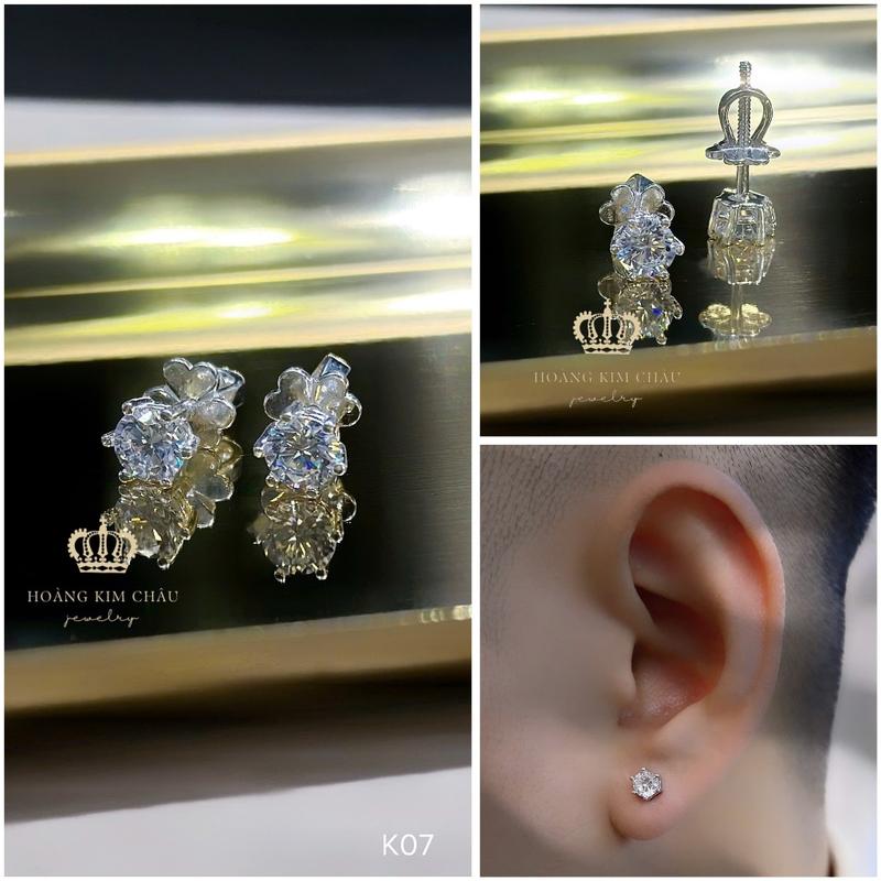 Bông tai nụ bạc nam nữ Hoàng Minh Châu Jewelry - bộ sưu tập khuyên tai nam nữ chuẩn bạc cao cấp 6