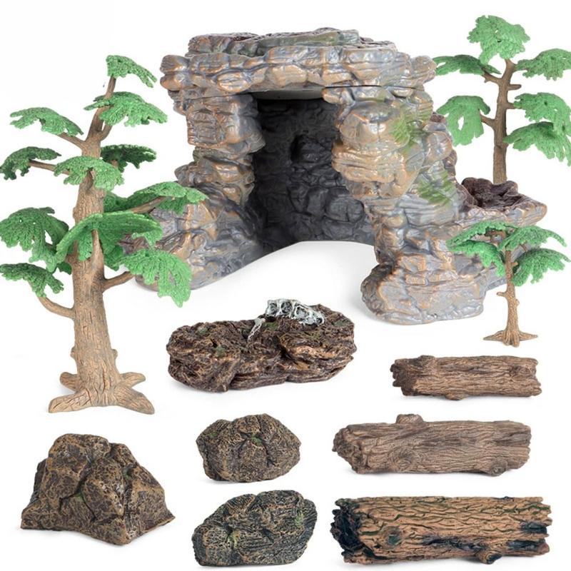 Product Introduction of Toy Brown Artificial Stump Plastic Scene Model Miniature Stone Dollhouse Sand Table Decoration Stone Wood Stub Figurine Universal 10