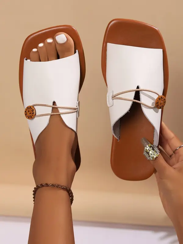 Women's Fashionable Plain Color Slides, Casual Comfortable Flat Sandals for Summer, Lightweight Breathable Shoes for Daily Wear, Girl 0