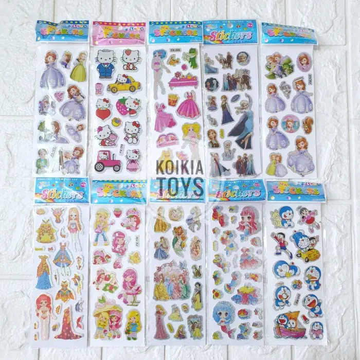 Stiker karakter anak stiker timbul tempelan karakter sticker random ...