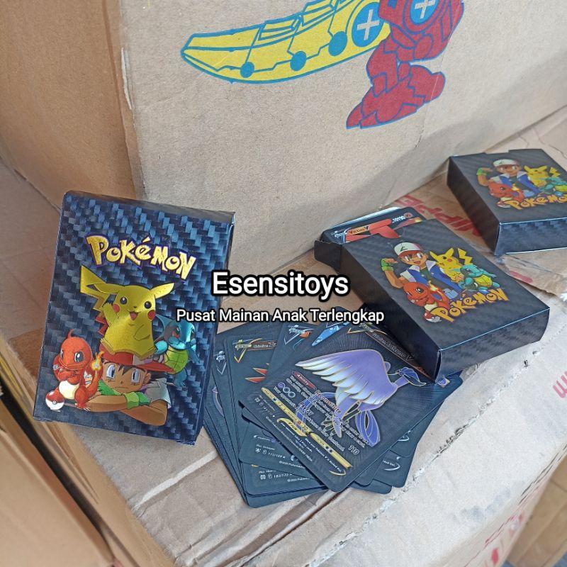 Spesial Promo Kartu Pokemon 55pcs Bahan Metal Emas Silver Bahasa Inggris dengan 3