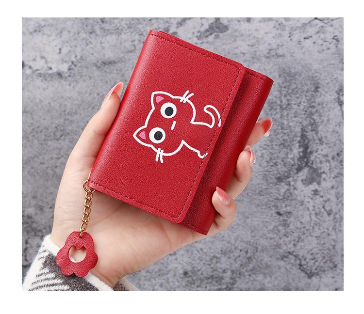 Product Introduction of Cute Wallet Women's Short Three Fold Cat Girl's Small Wallet Wallet Women's Soil Wallet 14