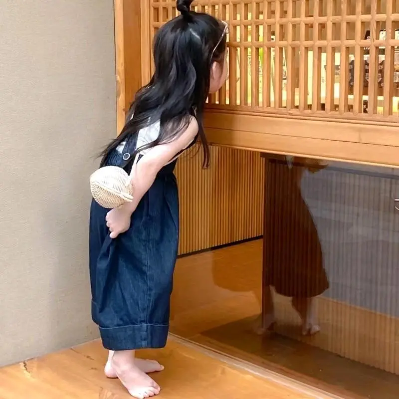 (Ys) set yếm jean kèm áo cotton cho bé gái 10-40kg 2