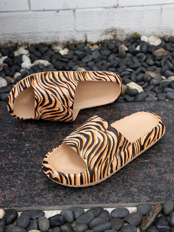 Women's Random Striped Print Slides, Casual Soft Comfortable Non-slip Slippers, Summer Beach Slippers, Fashionable Slippers for Indoor & Outdoor Wear, Walking Shoes 5