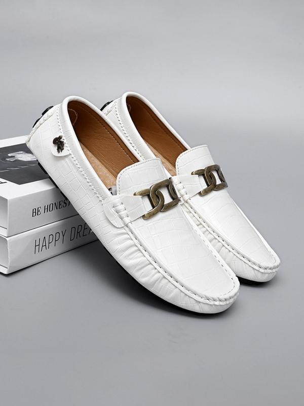 Men's Business Style Solid Color Crocodile Embossed Slip-on Loafers, Fashionable Casual Comfortable Flat Shoes for Daily Wear, Lightweight Breathable Shoes for Men, Boy 6